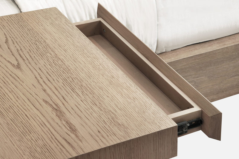 One Coastal Modern Full-size Live Edge Wall Bed with Floating Nightstands in Bisque