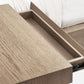 One Coastal Modern King-size Live Edge Wall Bed with Floating Nightstands in Bisque