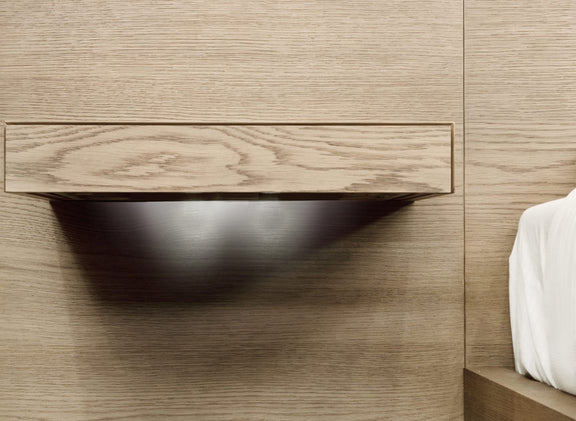 One Coastal Modern California King-size Live Edge Wall Bed with Floating Nightstands in Bisque