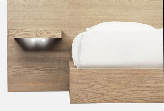 One Coastal Modern Queen-size Live Edge Wall Bed with Floating Nightstands in Bisque