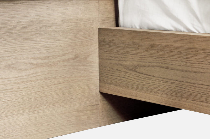 One Coastal Modern King-size Live Edge Wall Bed with Floating Nightstands in Bisque