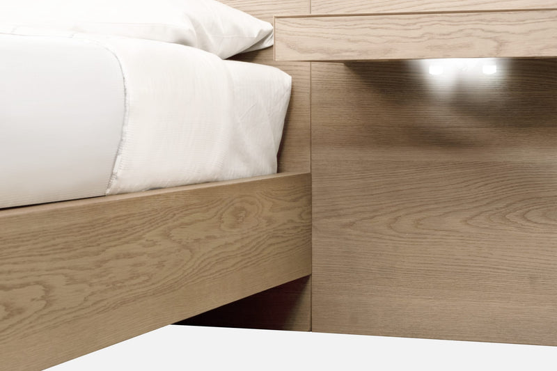 One Coastal Modern Full-size Live Edge Wall Bed with Floating Nightstands in Bisque