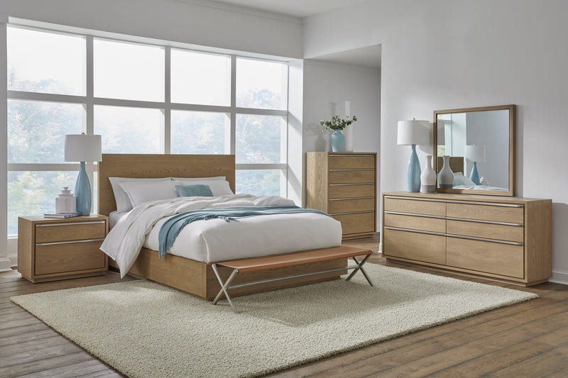 One Coastal Modern King-size Platform Bed in Bisque