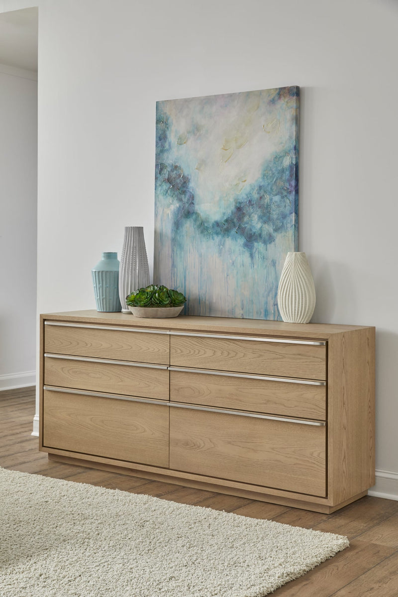 One Coastal Modern Six Drawer Dresser in Bisque