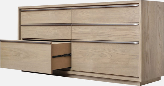 One Coastal Modern Six Drawer Dresser in Bisque