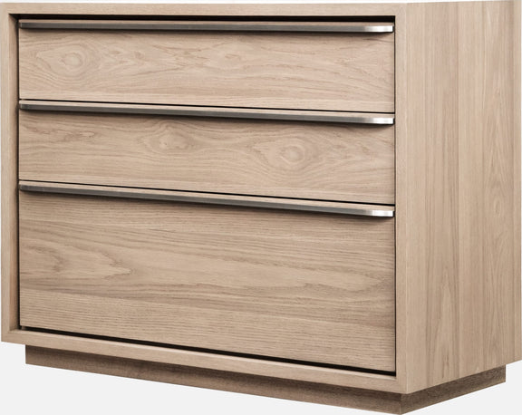 One Coastal Modern Three Drawer USB-charging Nightstand in Bisque