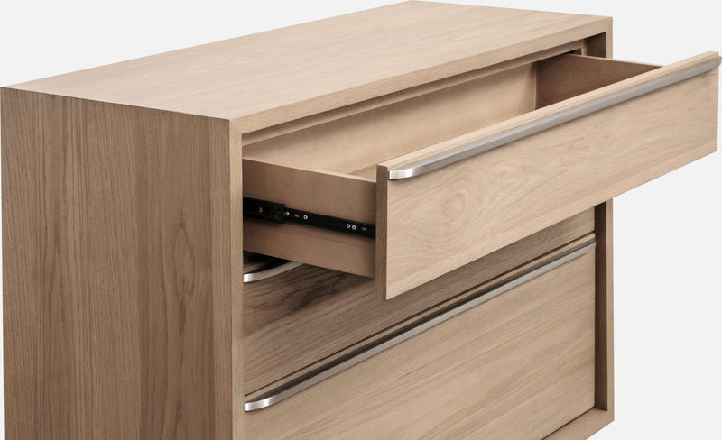 One Coastal Modern Three Drawer USB-charging Nightstand in Bisque