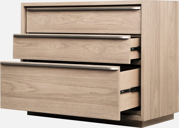 One Coastal Modern Three Drawer USB-charging Nightstand in Bisque
