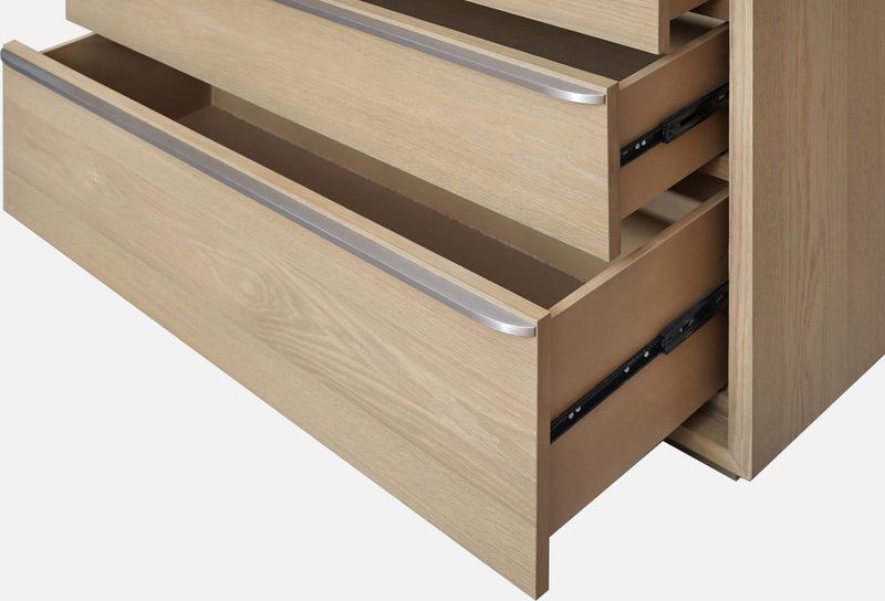 One Coastal Modern Three Drawer USB-charging Nightstand in Bisque