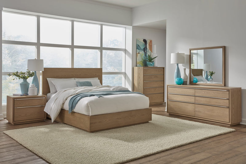One Coastal Modern Two Drawer USB-Charging Nightstand in Bisque