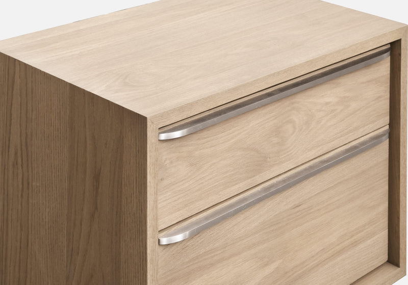 One Coastal Modern Two Drawer USB-Charging Nightstand in Bisque