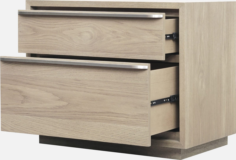 One Coastal Modern Two Drawer USB-Charging Nightstand in Bisque