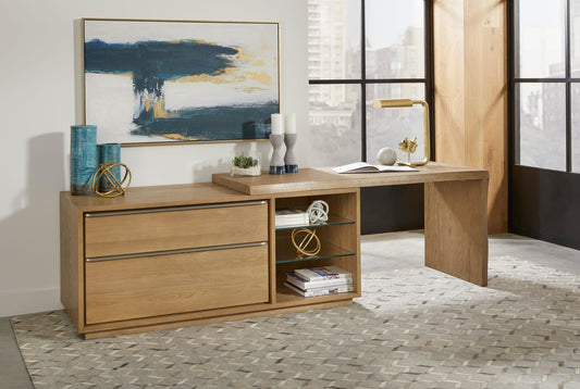 One Live Edge Edge Executive Desk in White Oak and Glass