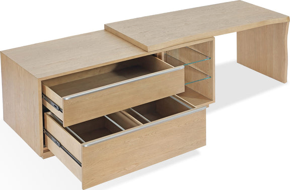 One Live Edge Edge Executive Desk in White Oak and Glass