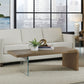 One Live-Edge White Oak and Glass Coffee Table in Bisque