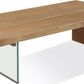 One Live-Edge White Oak and Glass Coffee Table in Bisque