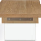 One Live-Edge White Oak and Glass Coffee Table in Bisque