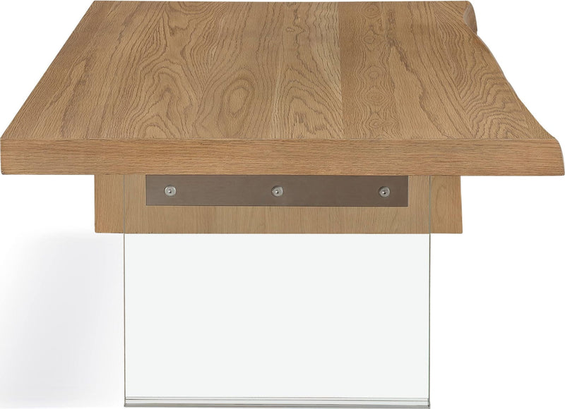 One Live-Edge White Oak and Glass Coffee Table in Bisque