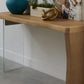 One Live-Edge White Oak and Glass Console Table in Bisque