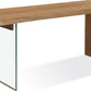 One Live-Edge White Oak and Glass Console Table in Bisque
