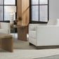 One Live-Edge White Oak and Glass End Table in Bisque