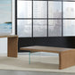 One Live-Edge White Oak and Glass End Table in Bisque