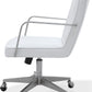 One Metal Frame Home Office Chair in Brushed Stainless Steel and White Leather