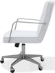 One Metal Frame Home Office Chair in Brushed Stainless Steel and White Leather