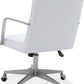 One Metal Frame Home Office Chair in Brushed Stainless Steel and White Leather