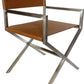 One Modern Coastal Director's Dining Arm Chair in Cognac and Brushed Stainless Steel