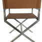 One Modern Coastal Director's Dining Arm Chair in Cognac and Brushed Stainless Steel