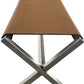 One Modern Coastal Director's Style Leather Dining Bench in Cognac and Brushed Stainless Steel