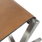 One Modern Coastal Director's Style Leather Dining Bench in Cognac and Brushed Stainless Steel