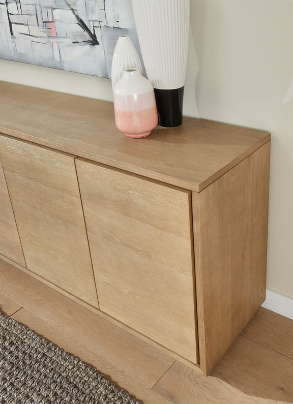 One Modern Coastal Four Door Sideboard in White Oak