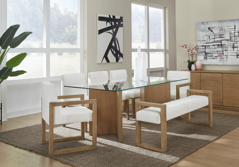 One Modern Coastal Four Door Sideboard in White Oak