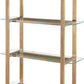 One Modern Coastal Glass Shelf Bookcase in Solid Wood