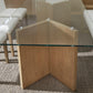 One Modern Coastal Glass Top Dining Table in White Oak