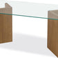 One Modern Coastal Glass Top Dining Table in White Oak