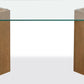 One Modern Coastal Glass Top Dining Table in White Oak