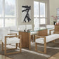 One Modern Coastal Glass Top Dining Table in White Oak