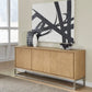 One Modern Coastal Metal Base Sideboard in White Oak and Brushed Stainless Steel