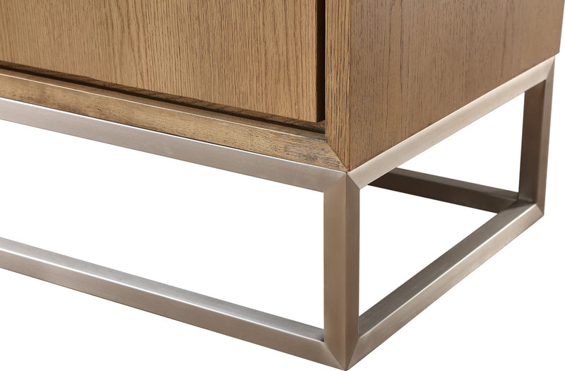 One Modern Coastal Metal Base Sideboard in White Oak and Brushed Stainless Steel