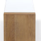 One Modern Coastal Slab Leg Upholstered Dining Bench in White Oak and White Pearl