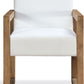 One Modern Coastal Sled Leg Upholstered Dining Arm Chair in White Pearl and Bisque