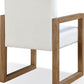 One Modern Coastal Sled Leg Upholstered Dining Arm Chair in White Pearl and Bisque