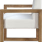 One Modern Coastal Sled Leg Upholstered Dining Arm Chair in White Pearl and Bisque