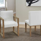 One Modern Coastal Sled Leg Upholstered Dining Arm Chair in White Pearl and Bisque
