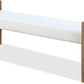One Modern Coastal Sled Leg Upholstered Dining Bench in White Pearl and Bisque