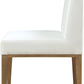 One Modern Coastal Upholstered Dining Side Chair in White Pearl and Bisque