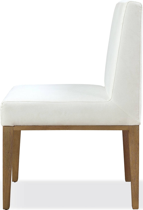 One Modern Coastal Upholstered Dining Side Chair in White Pearl and Bisque